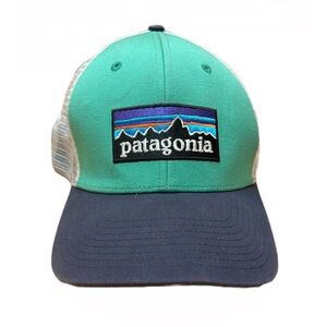 Patagonia Logo Trucker Hat Cap Teal Blue Green Embroidered Adjustable Snapback